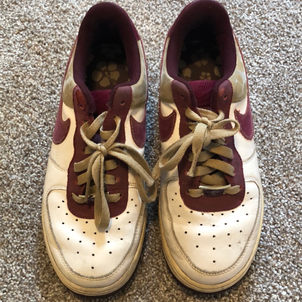 Nike Air Force ones 1 red maroon